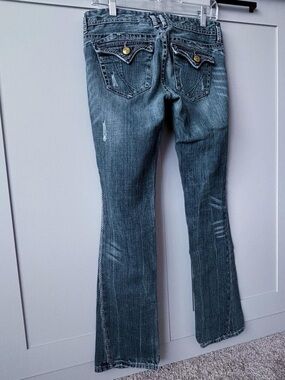 Y2K Express Whipstitch Bootcut Jeans Size 6R Medium Wash Stretch Denim